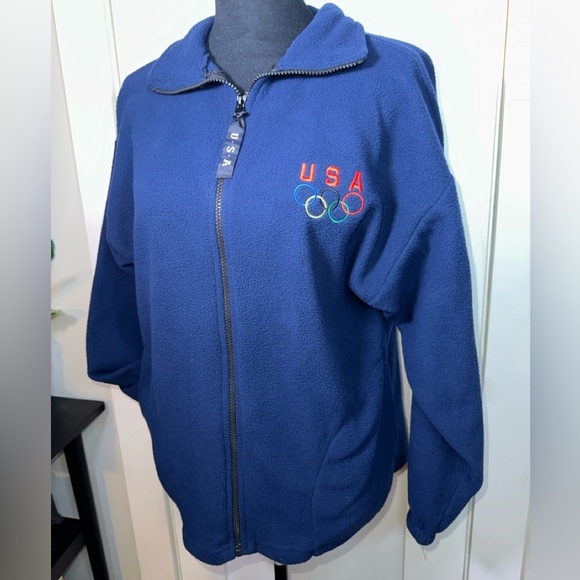 Vintage Navy Blue USA Olympic Embroidered Fleece Jacket - Picture 4 of 9